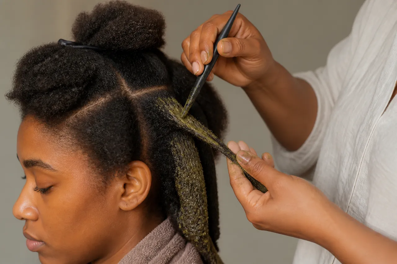 Application du henné sur cheveux afro crépus