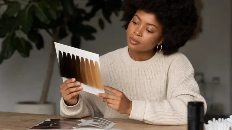 Choix d'une couleur sur cheveux afro avec nuancier