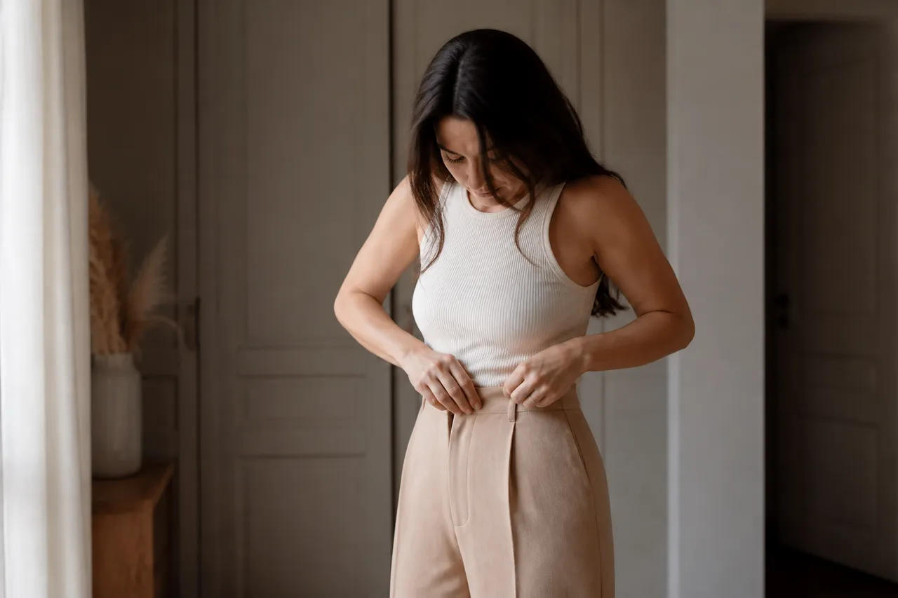 Pantalon taille haute pour morphologie triangle
