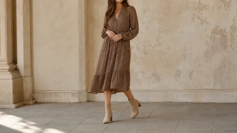 Comment porter des bottines avec une robe midi