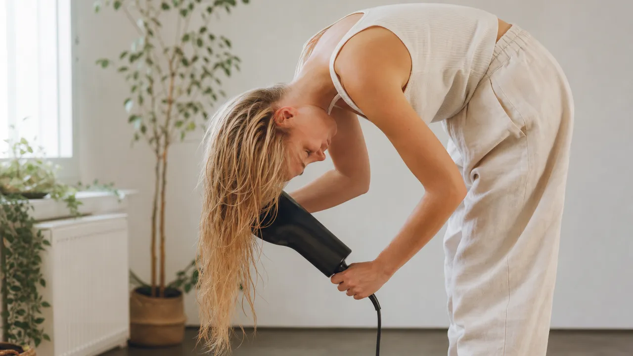 Séchage tête en bas pour des cheveux plus épais